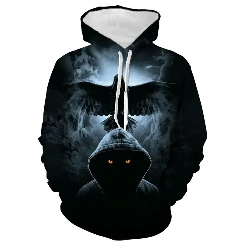 

Новый модный тренд, мужской повседневный спортивный топ с длинными рукавами и капюшоном, дышащий быстросохнущий пуловер с круглым вырезом на Хэллоуин