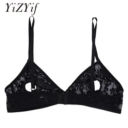 YiZYiF Women Sexy Open Nipple Bra Lingerie Soft Lace Sexy Bra Floral Sheer Nipple Hollow out Bralette Wire-free Unlined Bra Top