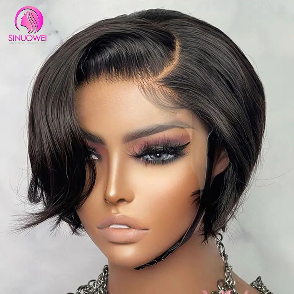 Pixie Cut Wig Transparent Lace Human Hair Wigs For Women Straight Short Bob Wig Remy Human Hair Wig Brazilian Hair Wig