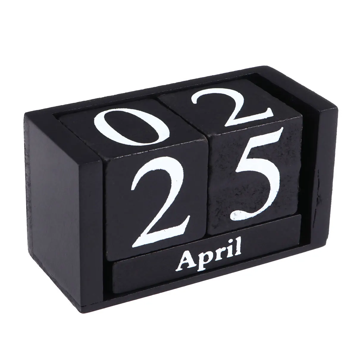 Wood Block Perpetual Calendar Vintage Style Desktop Month Date Display Office Decor Vintage Calendar
