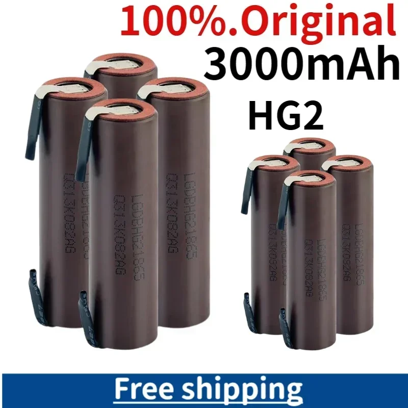 Original Battery 18650 HG2 3000mAh with Strips Soldered Batteries for Screwdrivers 30A High Current + DIY Nickel Inr18650 Hg2