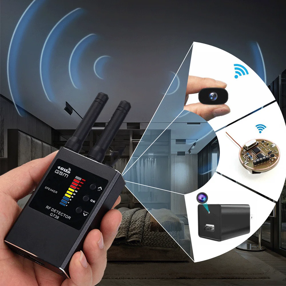 Anti-Spy GPS Draadloos signaal Automatische detectorzoeker Frequentiescan Cameradetector GSM Audio Bug Finder IR RF-signaaltracker