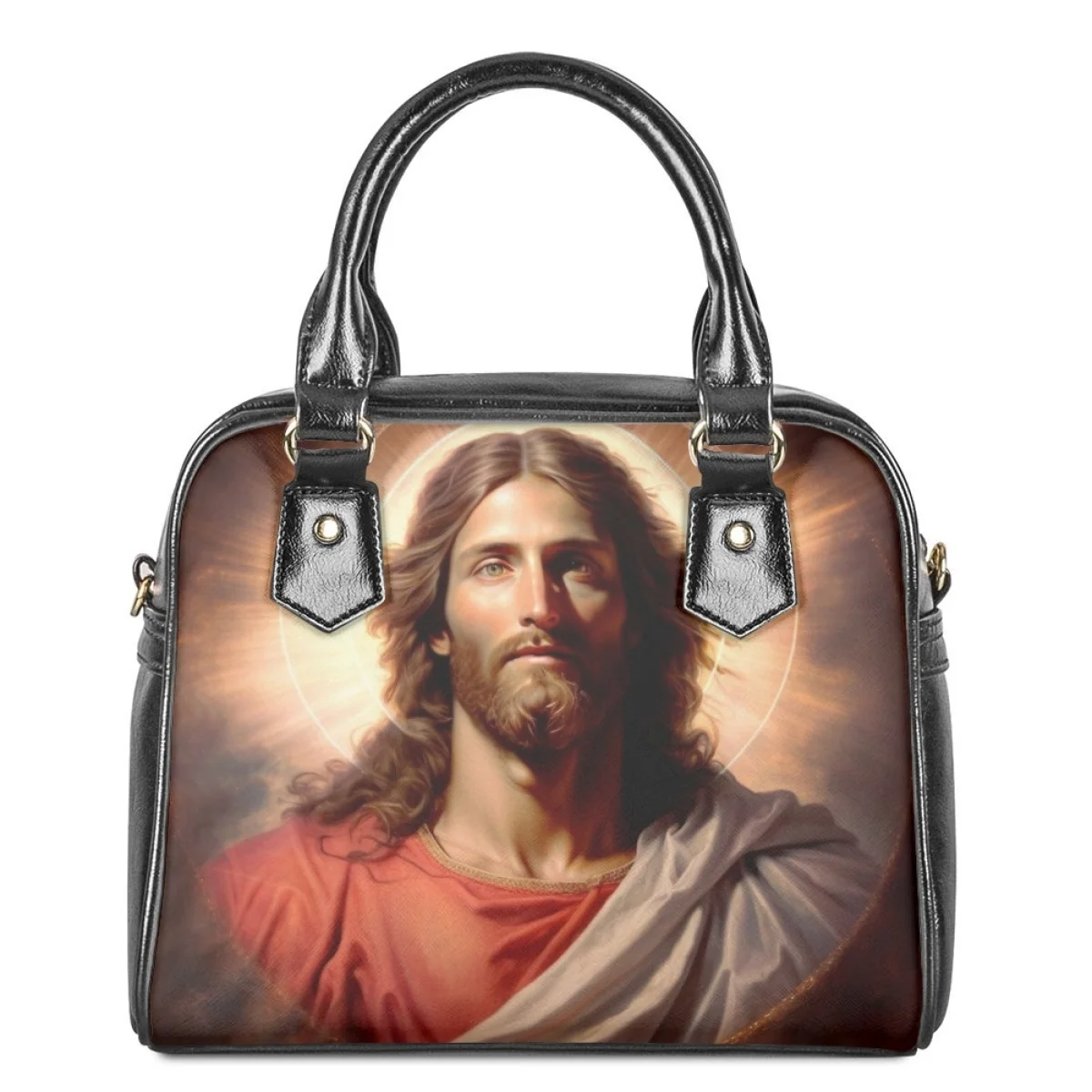 

Christian Jesus Pattern Printed Crossbody Bags for Women PU Leather Adjustable Shoulder Bag Ladies Casual Travel Party Handbag