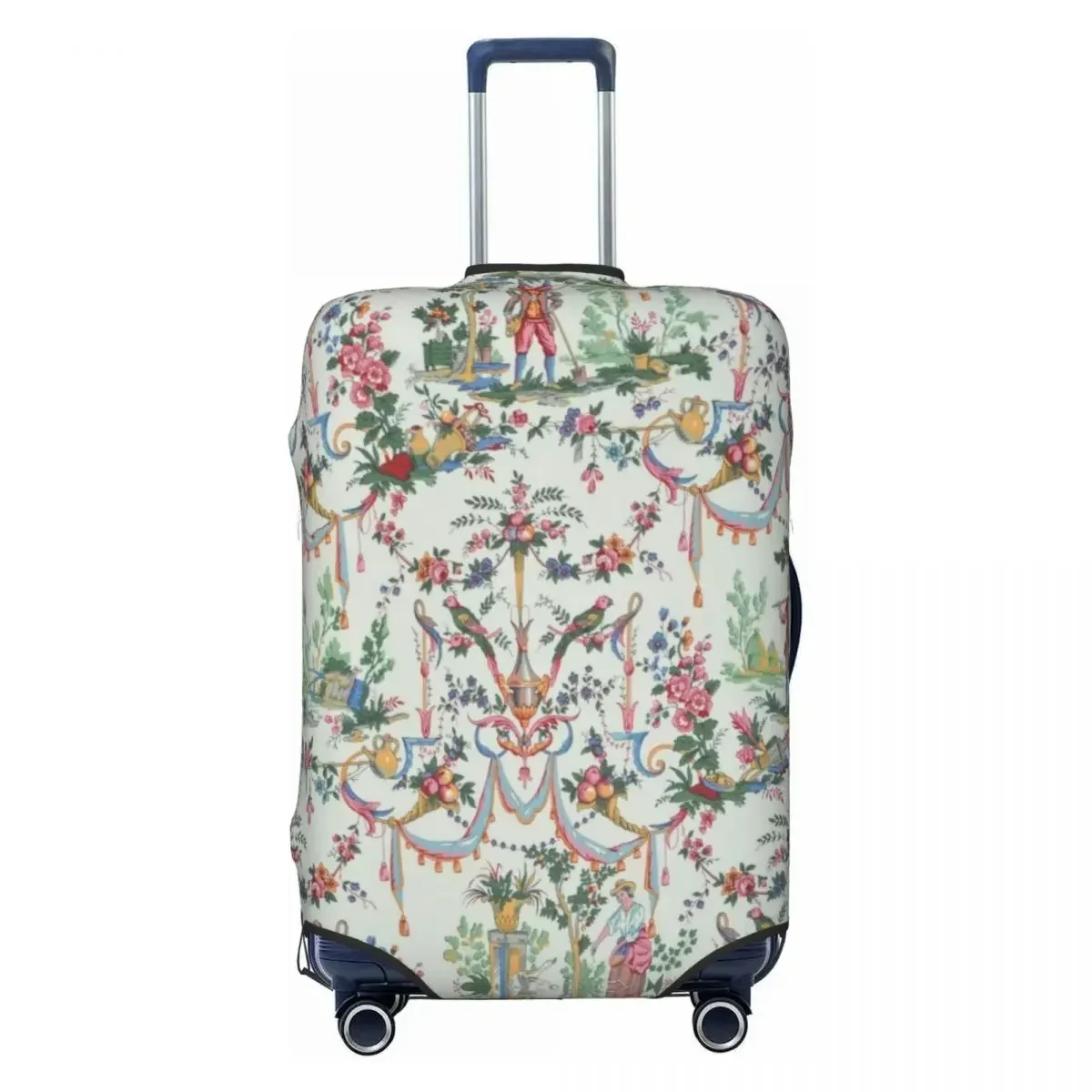 Funny Antique Vintage French Toile De Jouy Luggage Cover Protector Elastic Traditional France Art Travel Suitcase Covers