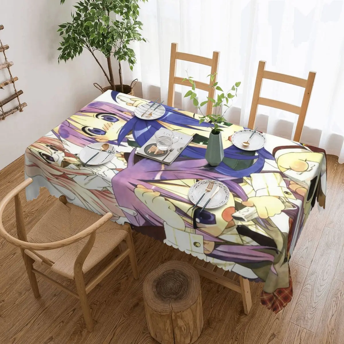 Lucky Star Campus Anime Cartoon Customized Rectangular Tablecloth Oilproof Table Cover for Dining Events Table Cloth
