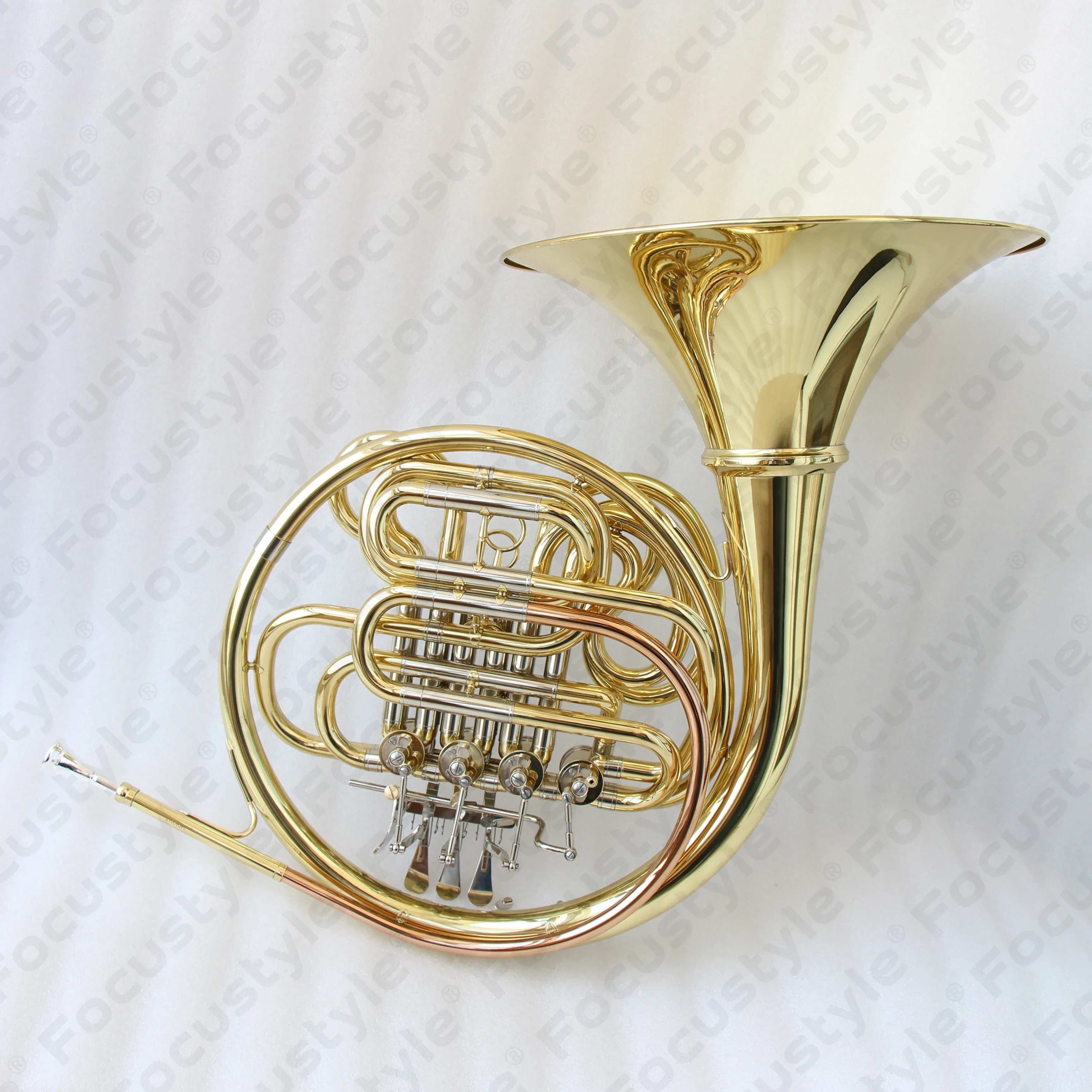 Wholesale Golden Separated Bell 4-Key Double French Horn Bb/F Tone Brass Instrument French Horn WIth Accessories