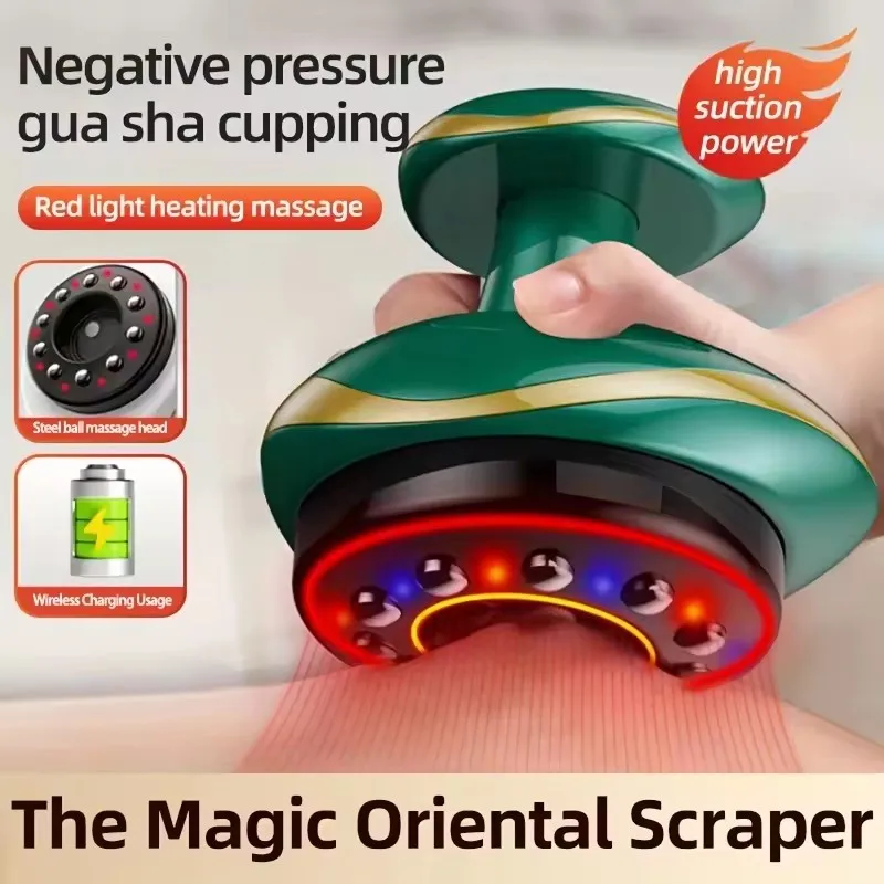 

Electric Guasha Scraping Massage Cupping Body Massager Vacuum Cans Suction Cup Heating Fat Burner Anti-cellulite Massager