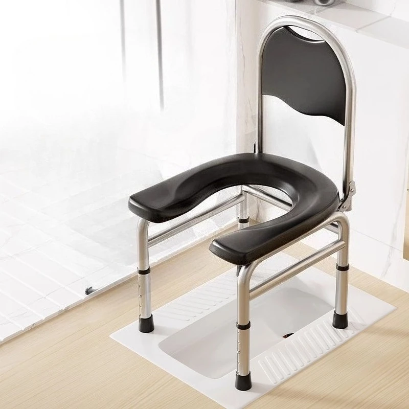 ‌Adjustable Shower Chair, Foldable Toilet Seat Riser, Stainless Steel Commode,Portable Bathroom Stool for Elderly&Pregnancy Care
