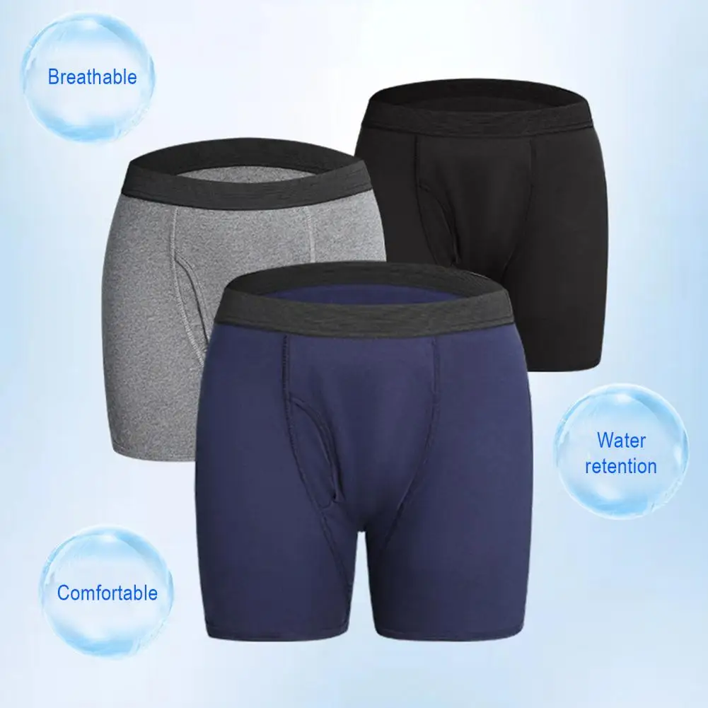 Breathable Rayon Boxer Briefs Leak-proof Men Underwear Men's Leak-proof Boxer Briefs Elderly Incontinence for Bedridden