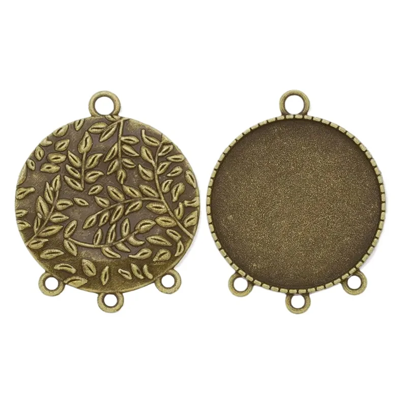 

20PCS 30mm Round Antique Bronze Plated Pendant Tray,3 Hangings At The Button,pendant Bezel,blank Settings-C3814