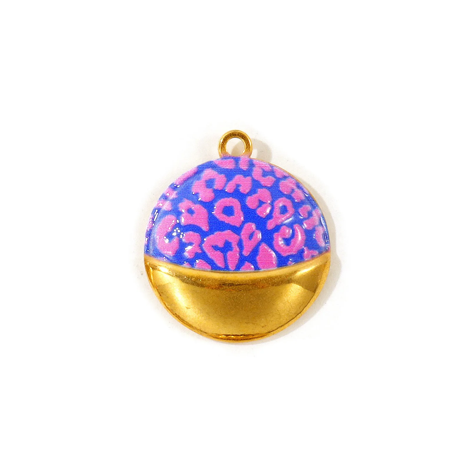 2 Stück Runde Anhänger mit Leopardenmuster, 18K vergoldet, aus 304 Edelstahl, für DIY-Halsketten und Schmuckherstellung, 25x22mm – Detail 5