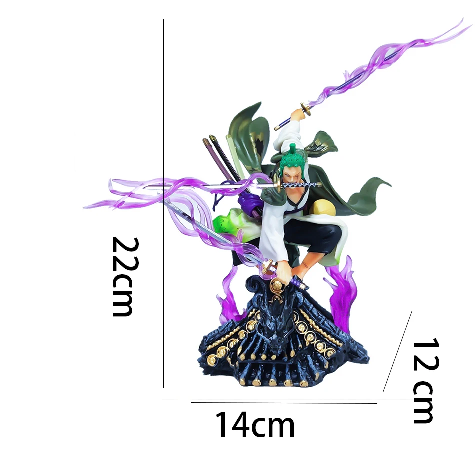 22CM Anime One Piece Action Figure Roof Sauron Three Knife Flow Zoro with Box PVC Collection Statue Model Figurine Toys Boy