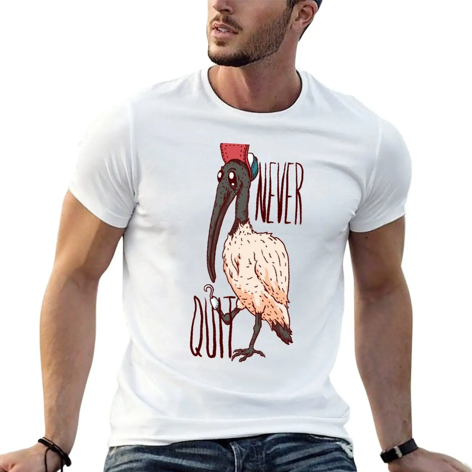 Never Quit - Bin Chicken Aussie Trash Bird White Ibis Tip Turkey Sandwich snatcher Picnic Pirate Straya Snack Thief Bin  T-Shirt