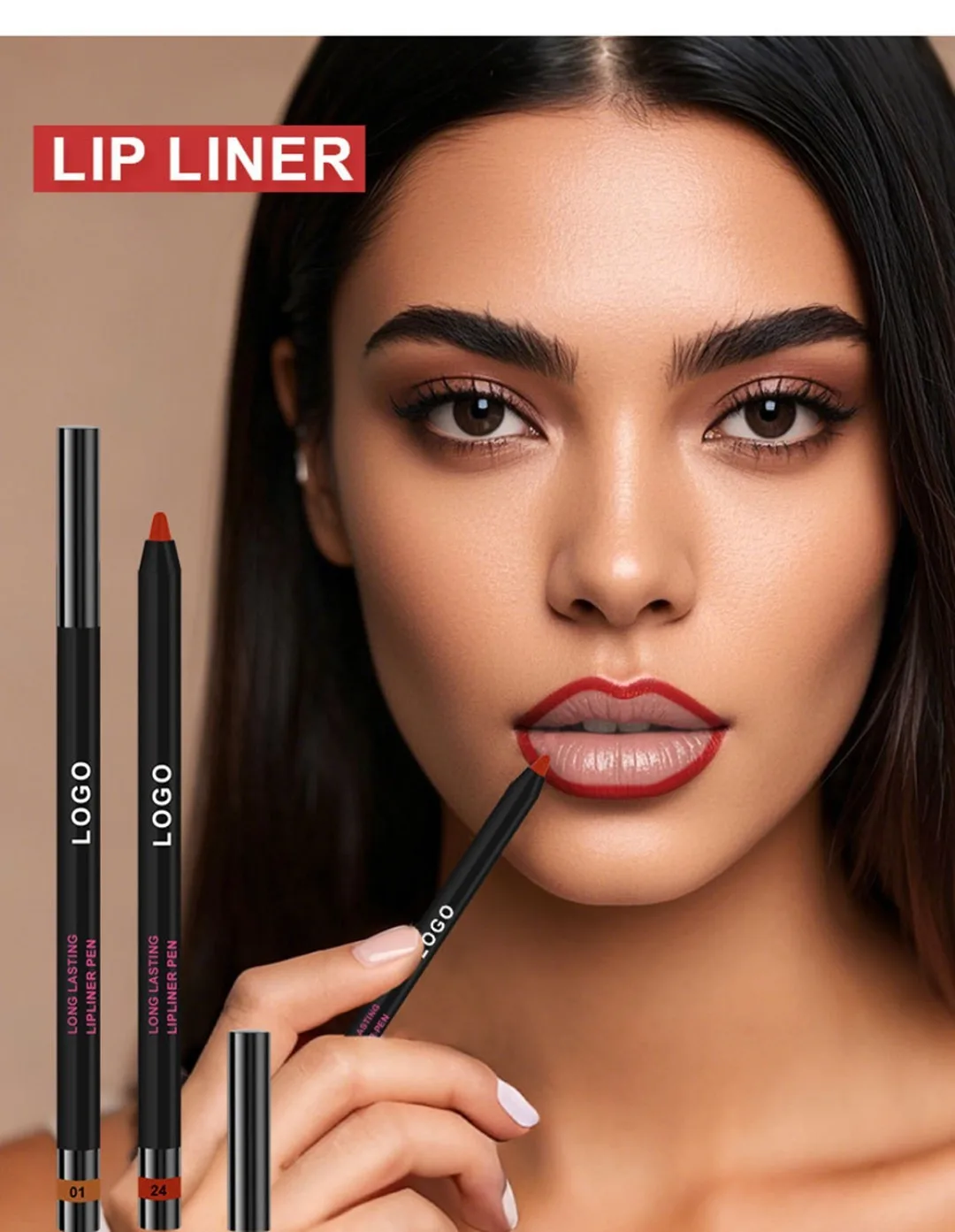 Black High Pigment Foaming Lip Liner Pen Private Label Custom Logo Vegan Makeup Cosmetics Wholesale Supplier Beauty Tool