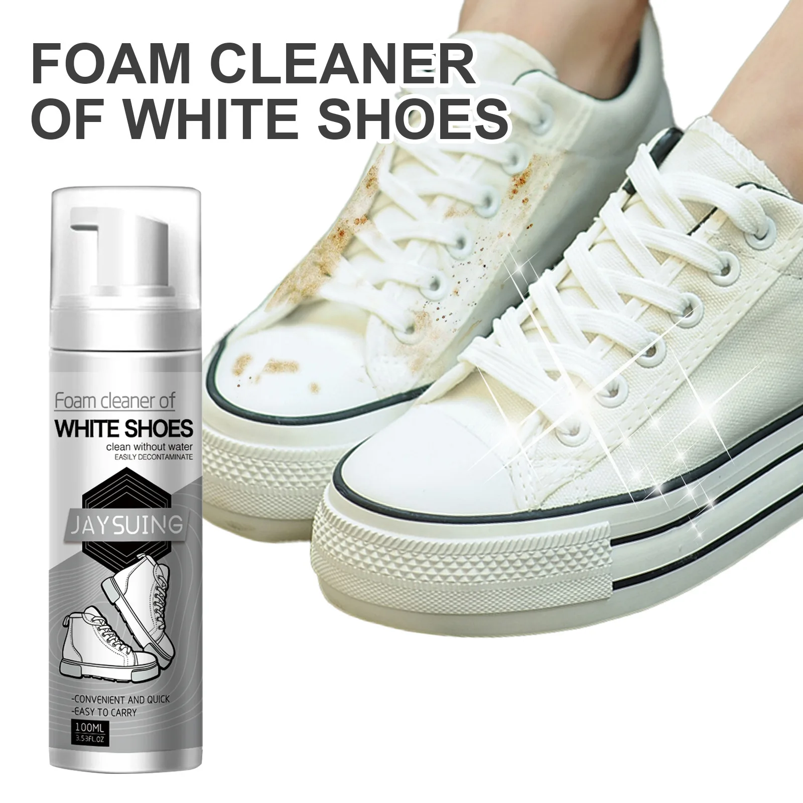 White Shoe Stain Whitening Cleaner Foam Sneaker Whitening Cleaning for All Kinds of Shoes Boots Sneakers