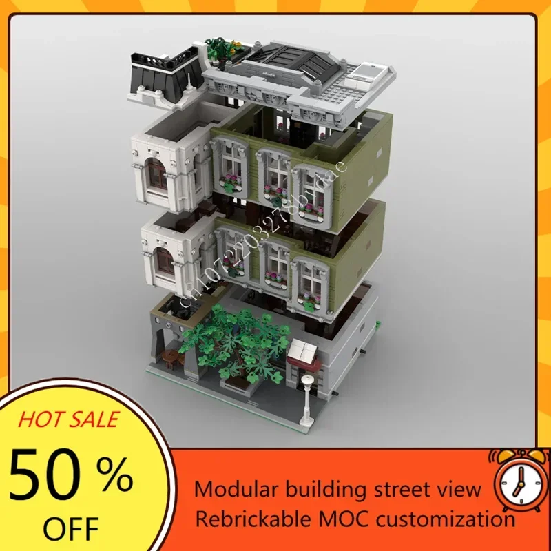 5115PCS Library Wine Bar Modular MOC Creative street view Model Custom Puzzles Architecture DIY Education Assembly Toys Gifts
