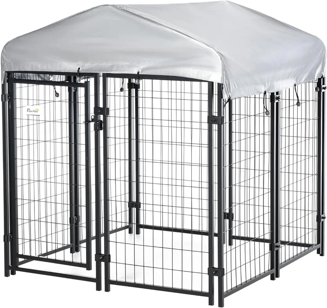 8' x 4' x 6' Dog Playpen Outdoor Dog Kennel Dog Exercise Pen with Lockable Door Water-Resistant Canopy for Medium and Large Dogs