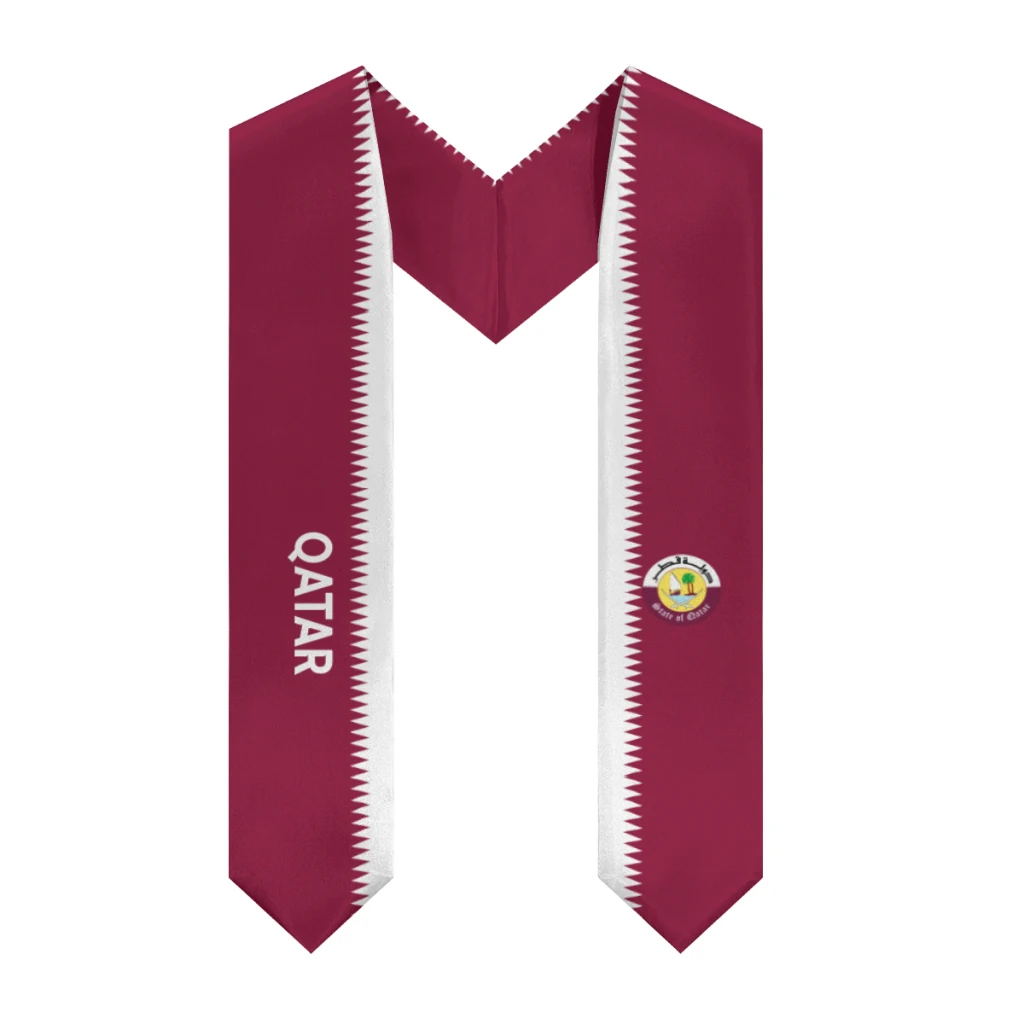 

More design Graduation shawl Qatar Flag & United States Flag Stole Sash Honor Study Aboard International Students