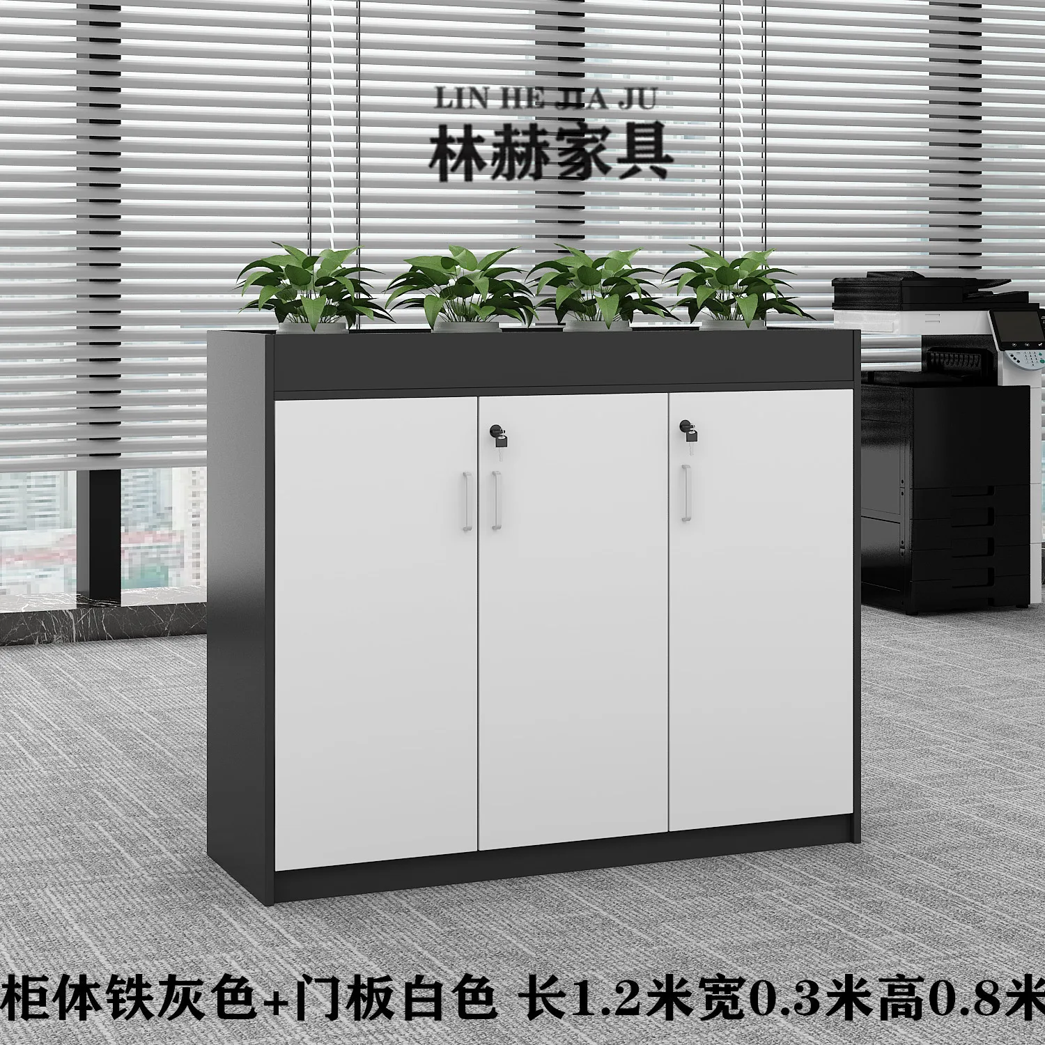 Shenzhen office partition cabinet simple modern flower trough short double-sided wooden flower cabinet file