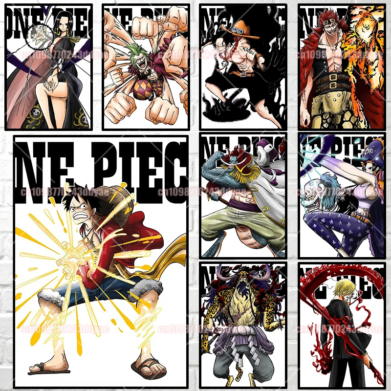 

Anime One Piece Poster Luffy Ace Robin Zoro Canvas Painting High Quality Living Room Home Wall Art Decoration Oil Painting