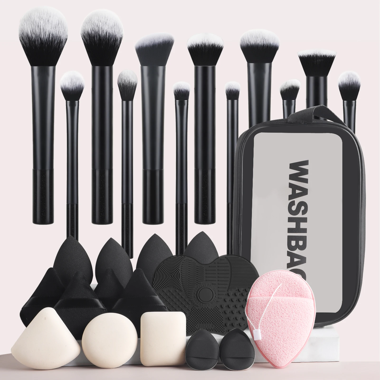 Makeup Brush Sets, 32pcs Plastic Daily Powder puff combination Multifunctional Beauty brushes for Making Up Supply