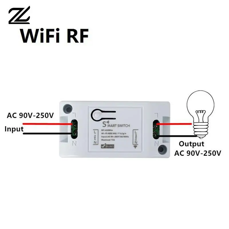 1Pcs 433Mhz Wireless Tuya RF Wifi Smart Switch Timer Interruptor Inteligente Switch Smart Life Control Smart Home Work Tools