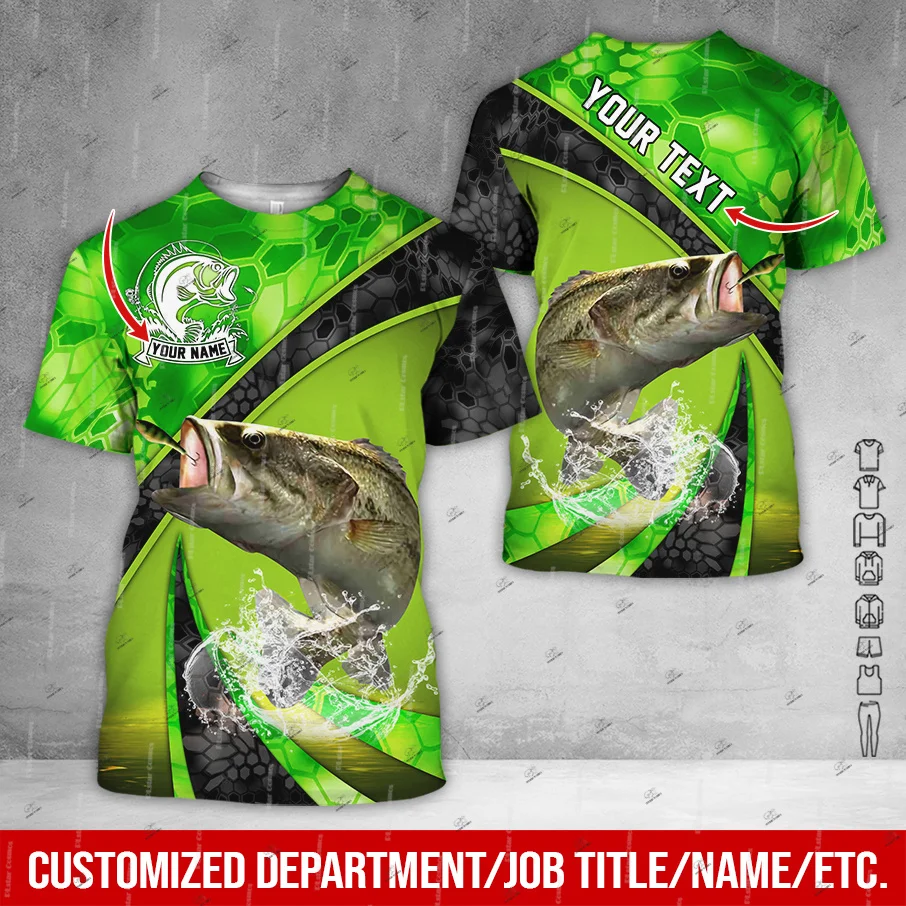 Custom Name Marlin Bass Fishing Reaper Fish Camo Graffiti Retro Vintage T-Shirts 3DPrint Summer Harajuku Casual Short Sleeves T3