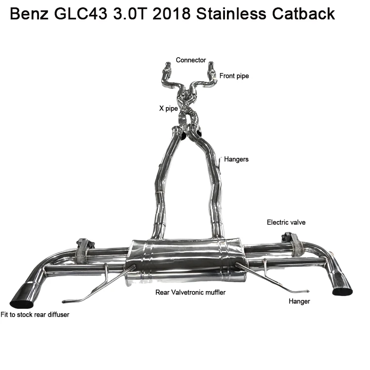 High Performance Stainless Muffler Valve Auto Spare Part for Mercedes Benz GLC43 AMG 3.0T Exhaust New Condition