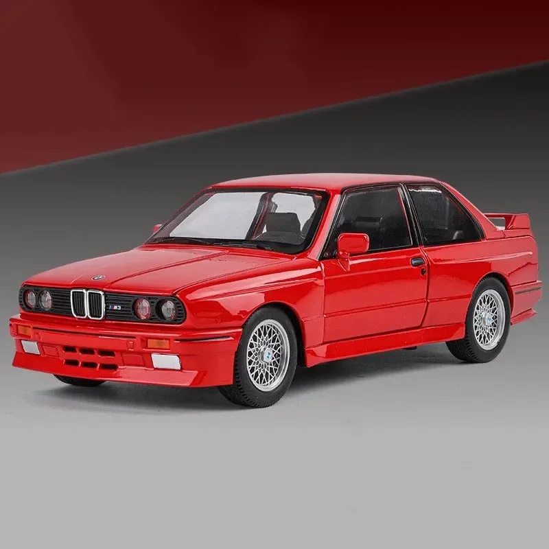 Coche en miniatura de aleación BMW M3 E30 IM 1:24, modelo de coche a escala de Metal fundido a presión, colección de simulación de sonido y luz, vehículo de juguete para regalo para niños