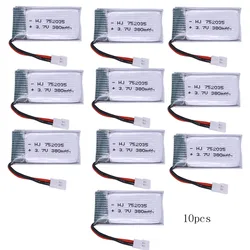 10 pz/lotto 3.7V 380mAh Batteria Lipo 25c Per Hubsan X4 H107 H107L H107D JD385 JD388 RC Aeromobili Multi-Rotori batteria 752035