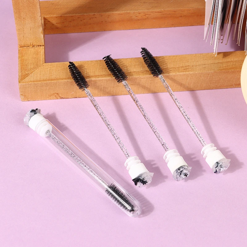 10Pcs Ink Camellia Eyebrow Brush Tube Disposable Eyelash Brush Reusable Eyelash Brush Portable Eyelash & Eyebrow Brushes