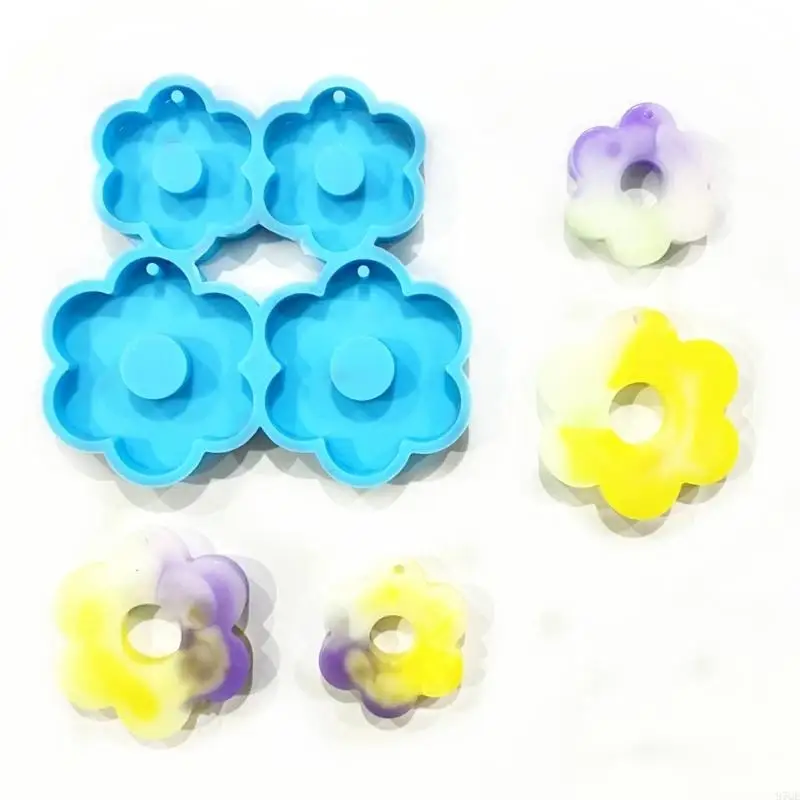 97QE Jewelry Casting Molds,Silicone Pendant Resin Molds Flower Epoxy Resin Casting Mold for Earrings Necklace Keychain Making
