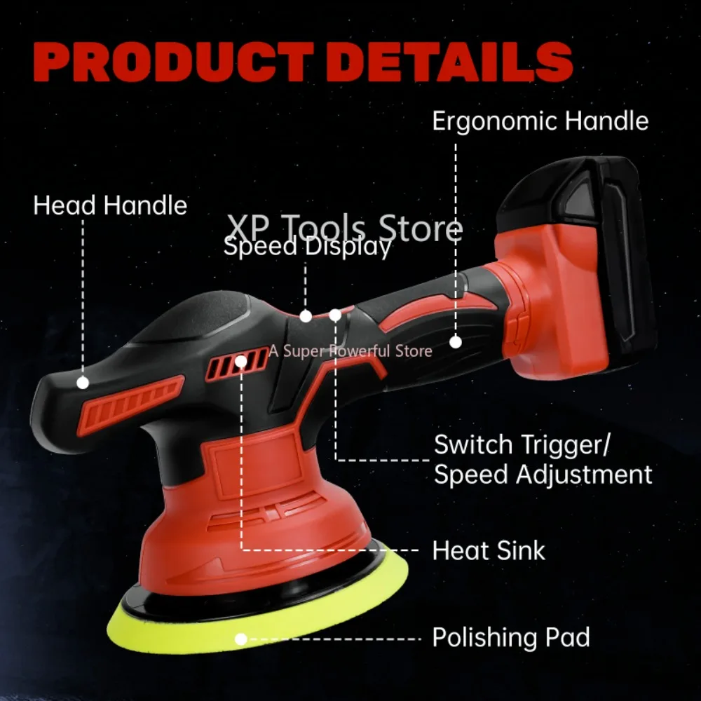 For Milwaukee 18V Battery 8 Variable Speed Up To 5000RPM for Car Detailing Waxing Cordless Car Buffer Polisher Tool