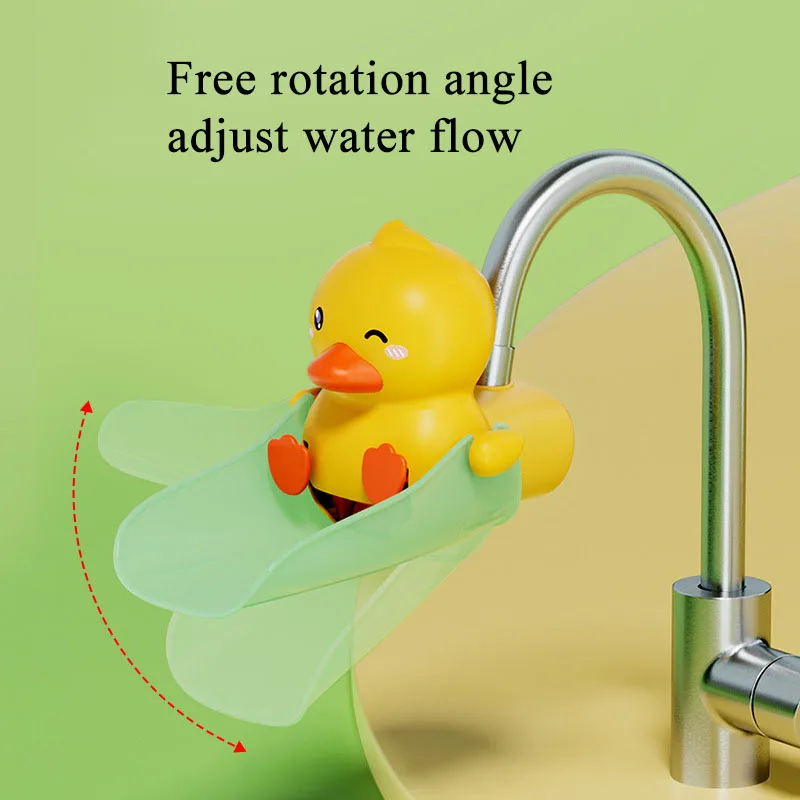 Portable Cute Duck Faucet Extender With Silicon Splash Proof Sink Water Tap Hand Washing Device For Kids Angle Ajustable Freely