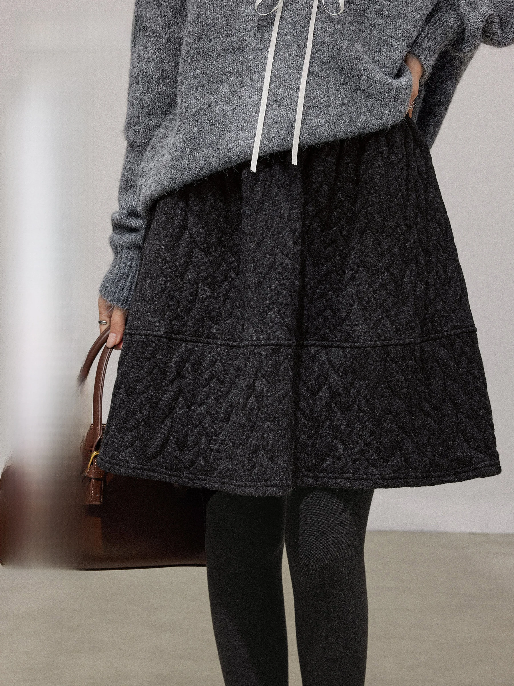 

Bla Свободная юбка трапециевидной формы с высокой талией, женская осенне-зимняя винтажная повседневная юбка из ткани со спиральным узором без раковины