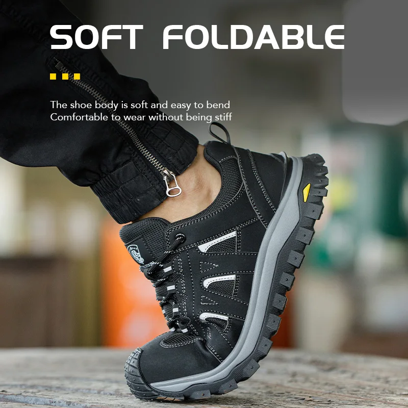 Zapatos de seguridad transpirables, botas de trabajo con punta de acero, zapatos antideslizantes antigolpes y antipinchazos para trabajo en almacén y logística