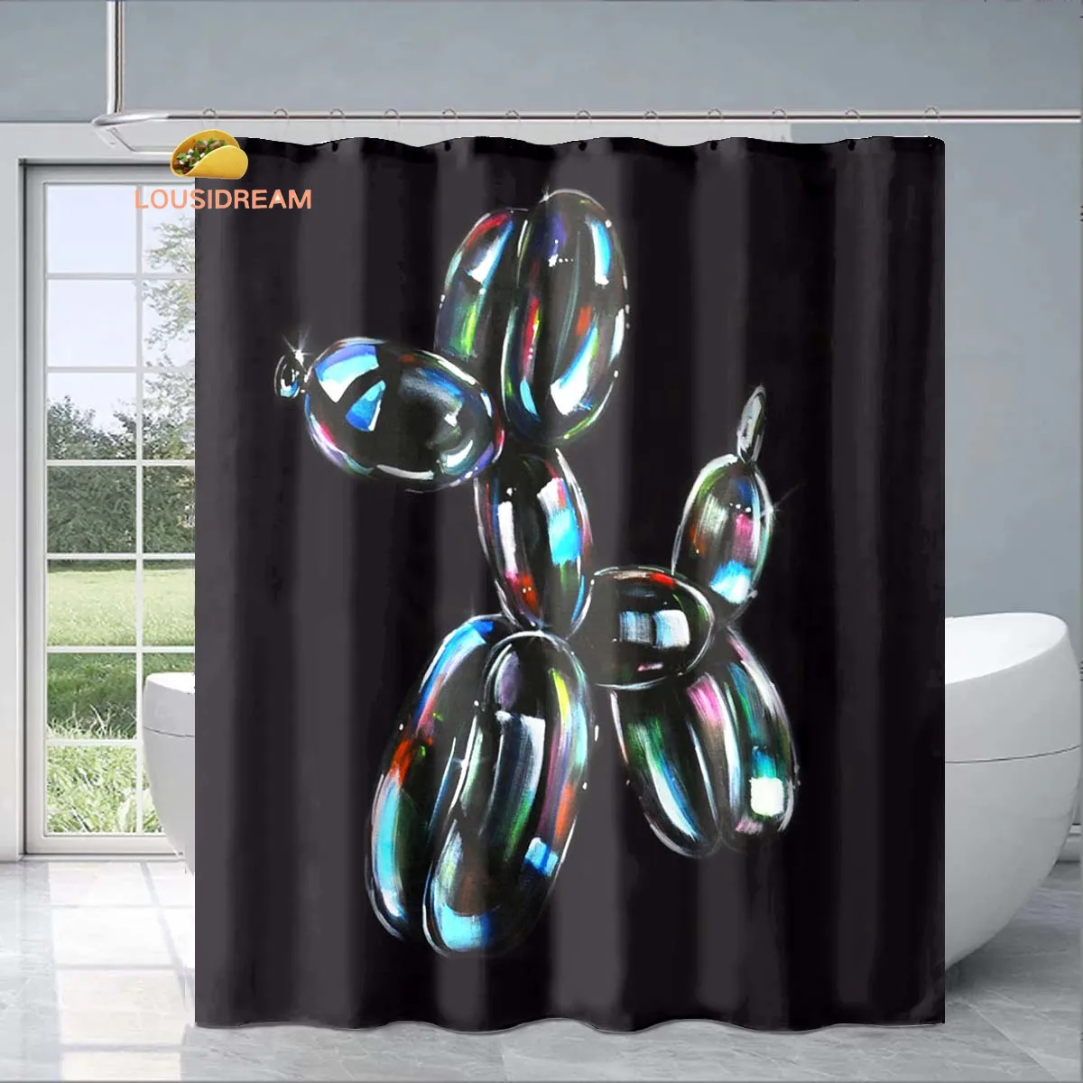 

Cute Balloon Dog Exquisite Shower Curtain Fashionable Decorative Gift Adult Childre Bathroom Waterproof Mildew-proof