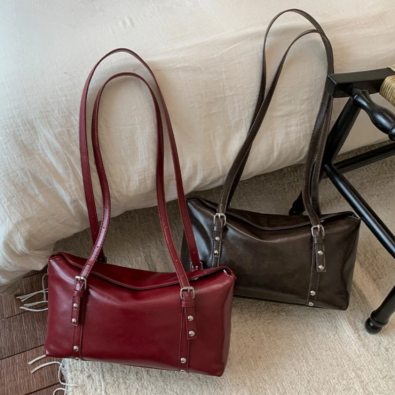 

Новые текстурированные простые сумки через плечо для женщин, осенне-зимние роскошные сумки на плечо, офисные сумки в стиле ретро, универсальные сумки для хранения