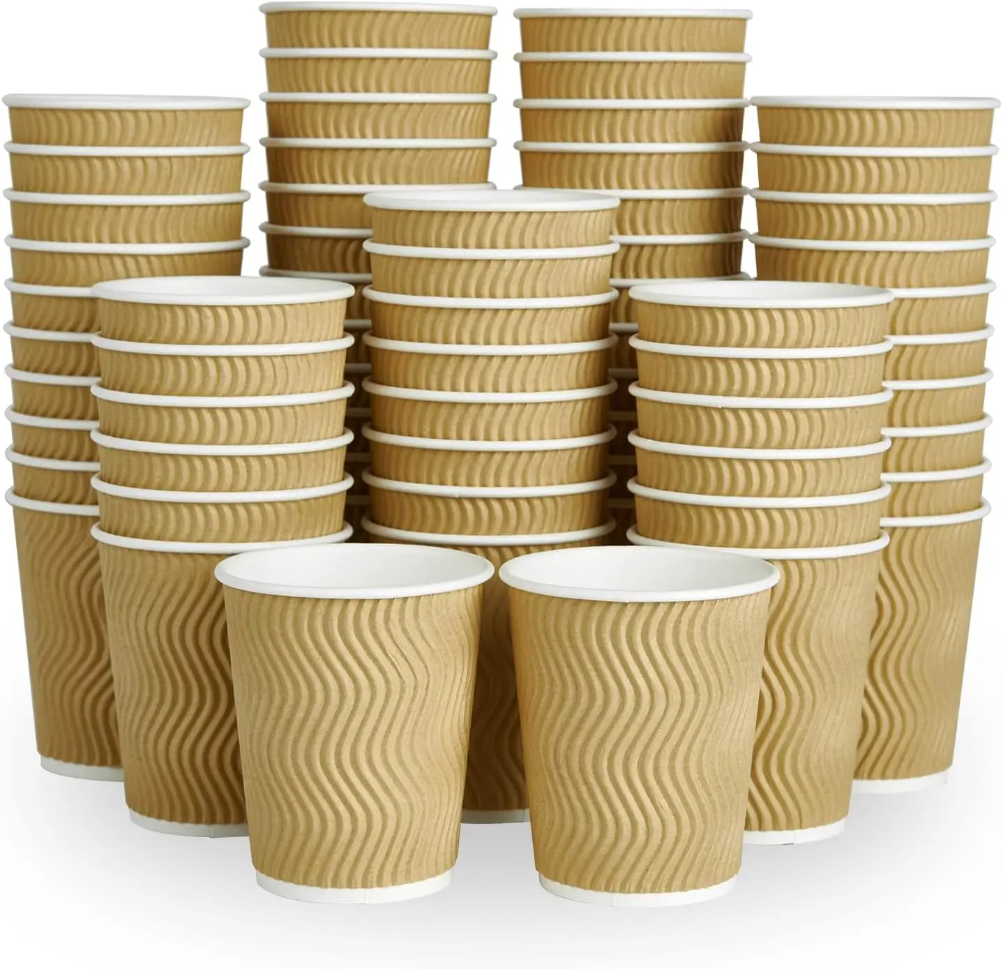 

8 oz Coffee Cups, 120 Count Insulated Ripple Wall Paper Hot Coffee Cups for Hot Beverage