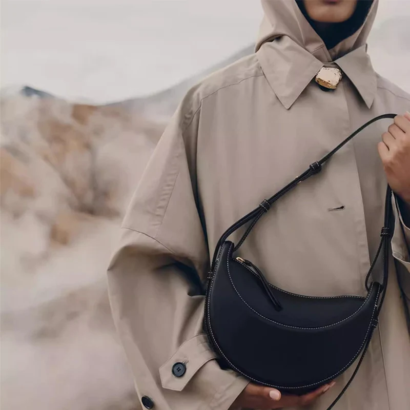 

Модная и нишевая сумка через плечо на одно плечо, сумка в форме полумесяца из натуральной кожи, седельная сумка подмышками, сумка в форме полумесяца