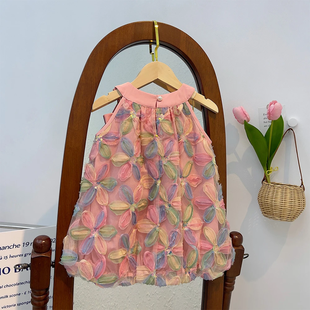 Bär Führer Mädchen Kleid 2025, Sommer Neue Mädchen Kleid Prinzessin Kleid Kleines Mädchen Mode Bunte Blume Garn Kleider Kind Kleidung – Detail 13