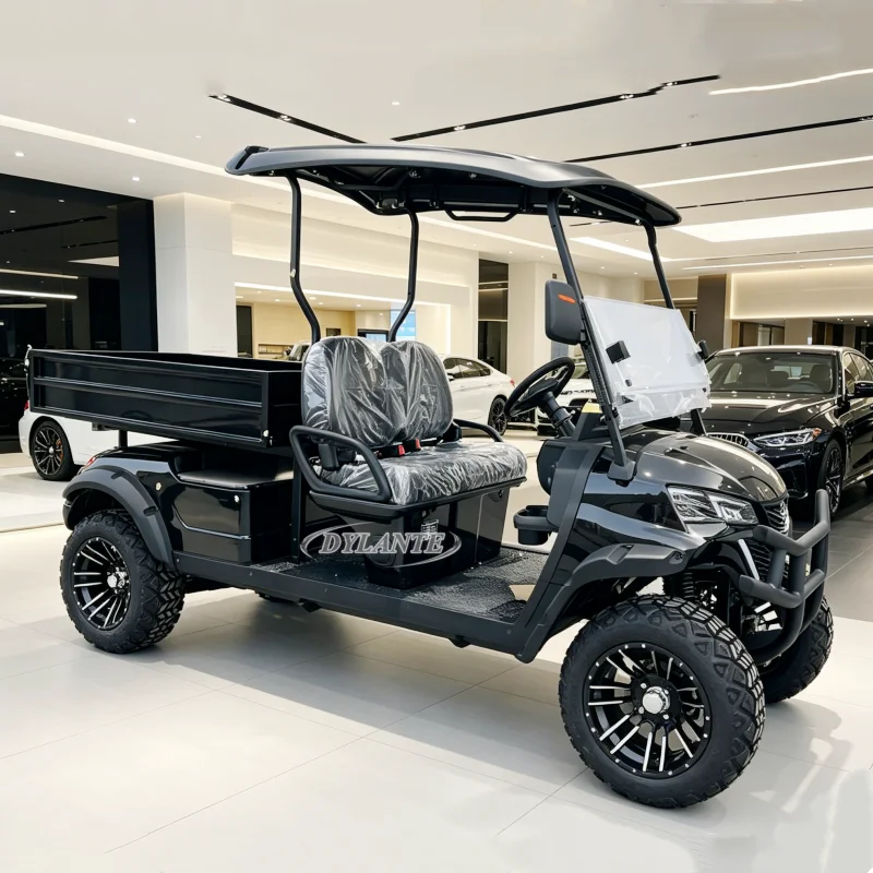 Lithium Battery Golf Car 2 Seat Adult Scooter 72V 5KW Electric Golf Cart With Rear Cargo Box 14-Inch Off-Road Tires