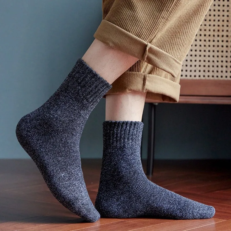 

Winter Cold Proof Warm Sock Men Simple Thickened Cashmere Mid Length Socks Cold Autumn High Heat Storage Thick Cotton Hosiery