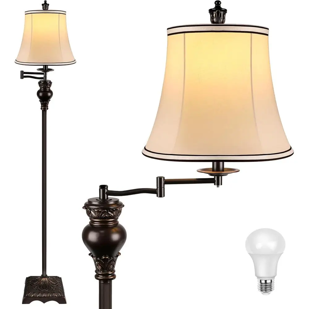 

Винтажные напольные лампы PARTPER для гостиной, традиционные, 350 ° Регулируемая напольная лампа с поворотным кронштейном для гостиной или спальни, в деревенском стиле, L-образная