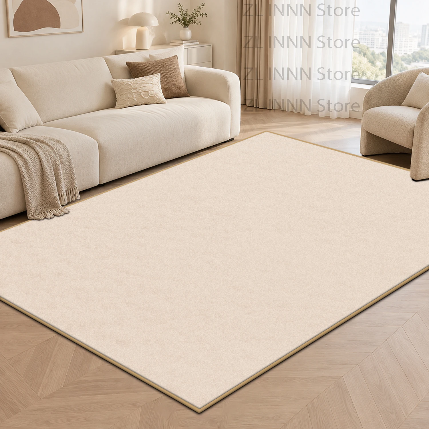 Minimalism Solid Color Living Room Carpet Cover Home Sofa Area Large Size Rug Non-slip Washable Fluffy Bedroom Bedside Floor Mat