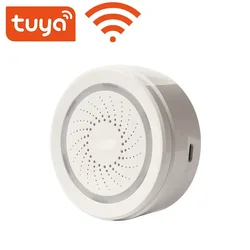 Tuya Smart WiFi Alarm Siren Sensor 100DB Sound Wireless USB powered Smart Life APP Home Security Systems Alexa Google