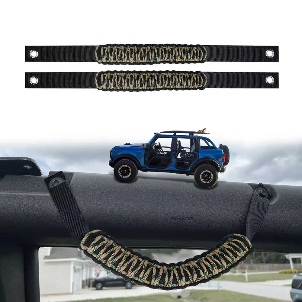 

Car Interior Roof Roll Cage Grab Handle Grip Bar for Ford F150 Bronco 2021 2022 Accessories PVC Rope Oxford Cloth Red Black