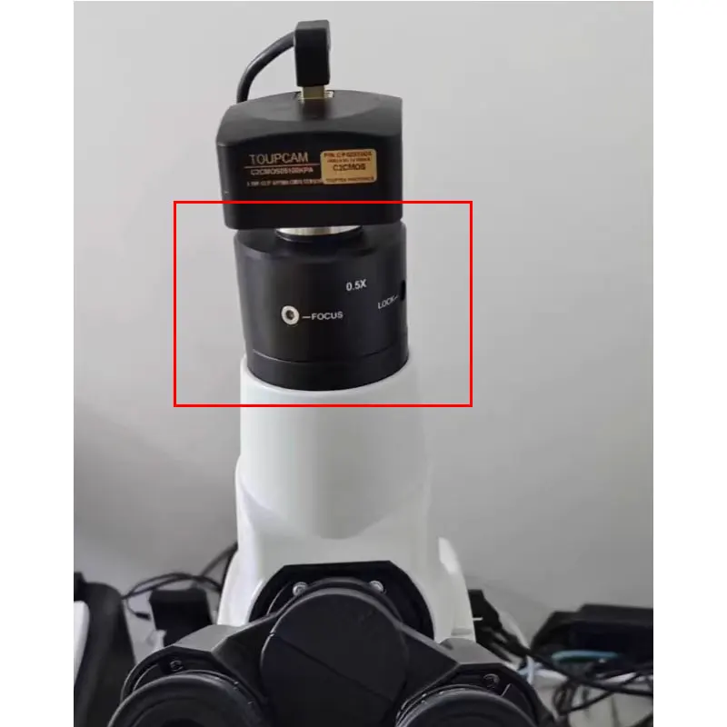 Adaptador de cámara de microscopio 0,5x para conector de montaje C de microscopio Trinocular Olympus