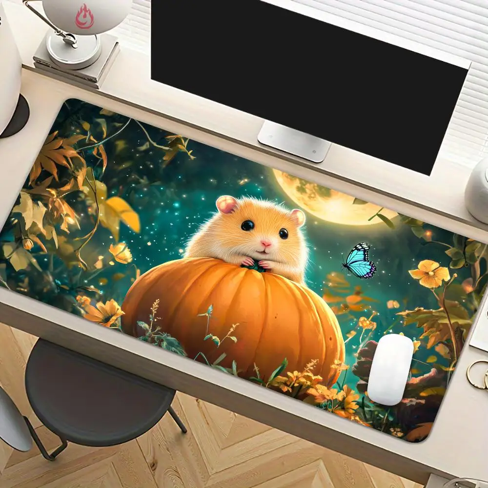 Moonlit Hamster anime Mouse Pad Desk Mat Large Computer Office Carpet XXL Mousepad Gamer Gaming PC Accessories Keyboard Rug
