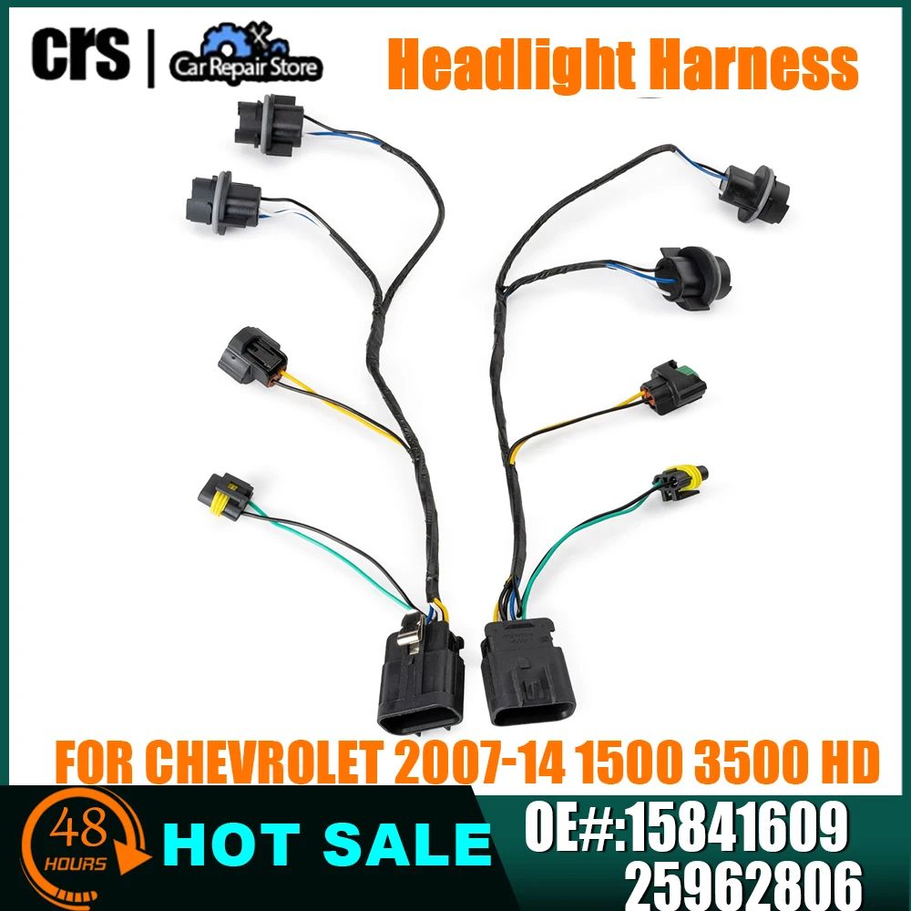 

15841609 Headlight Wiring Harness Lamp Front Lamp Socket Wire For Chevy Silverado 1500 2500 HD 3500 3500HD 2007-2013 25962806